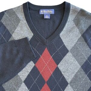 Brooks Brothers Italian Merino Wool Sweater Mens L Blue Argyle Hong Kong